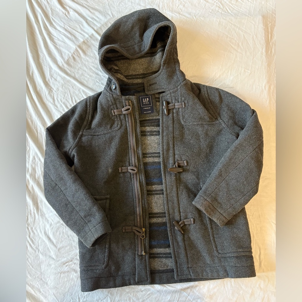 Gap Kids Vintage Boys Large Regular Winter Blanket Lined Hooded Wool Duffle Coat